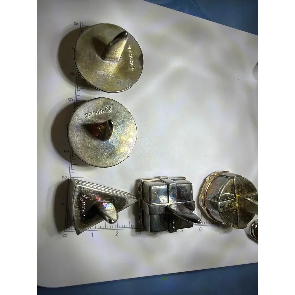 Vintage Hallmark Silver Tone Birthday Cake Candle Holders Set of 5 Cake Toppers